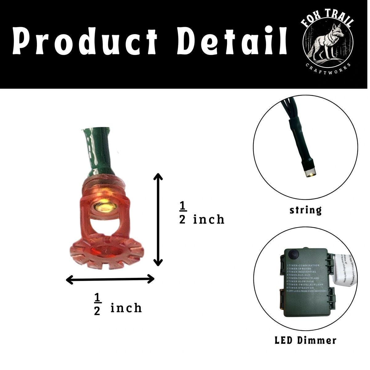 Fire Sprinkler LED String Lights – White, Battery Powered (8 Mode)