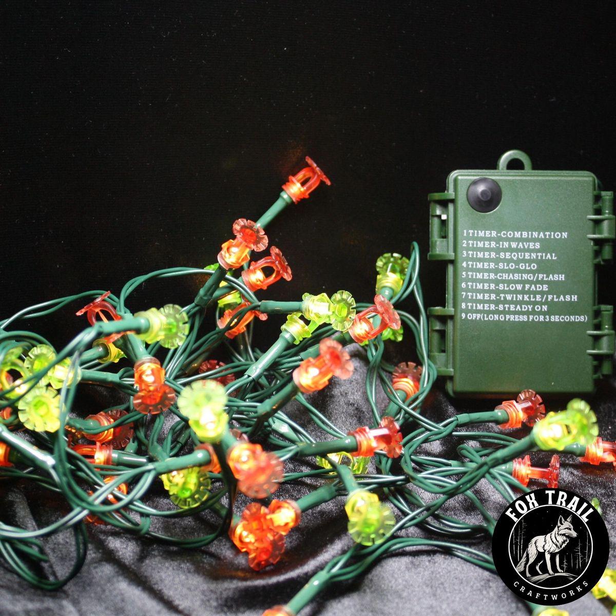 Fire Sprinkler LED String Lights – White, Battery Powered (8 Mode)