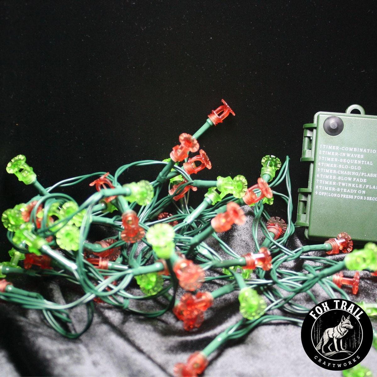 Fire Sprinkler LED String Lights – White, Battery Powered (8 Mode)