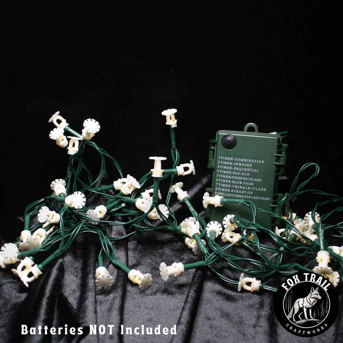 Fire Sprinkler LED String Lights – White, Battery Powered (8 Mode)