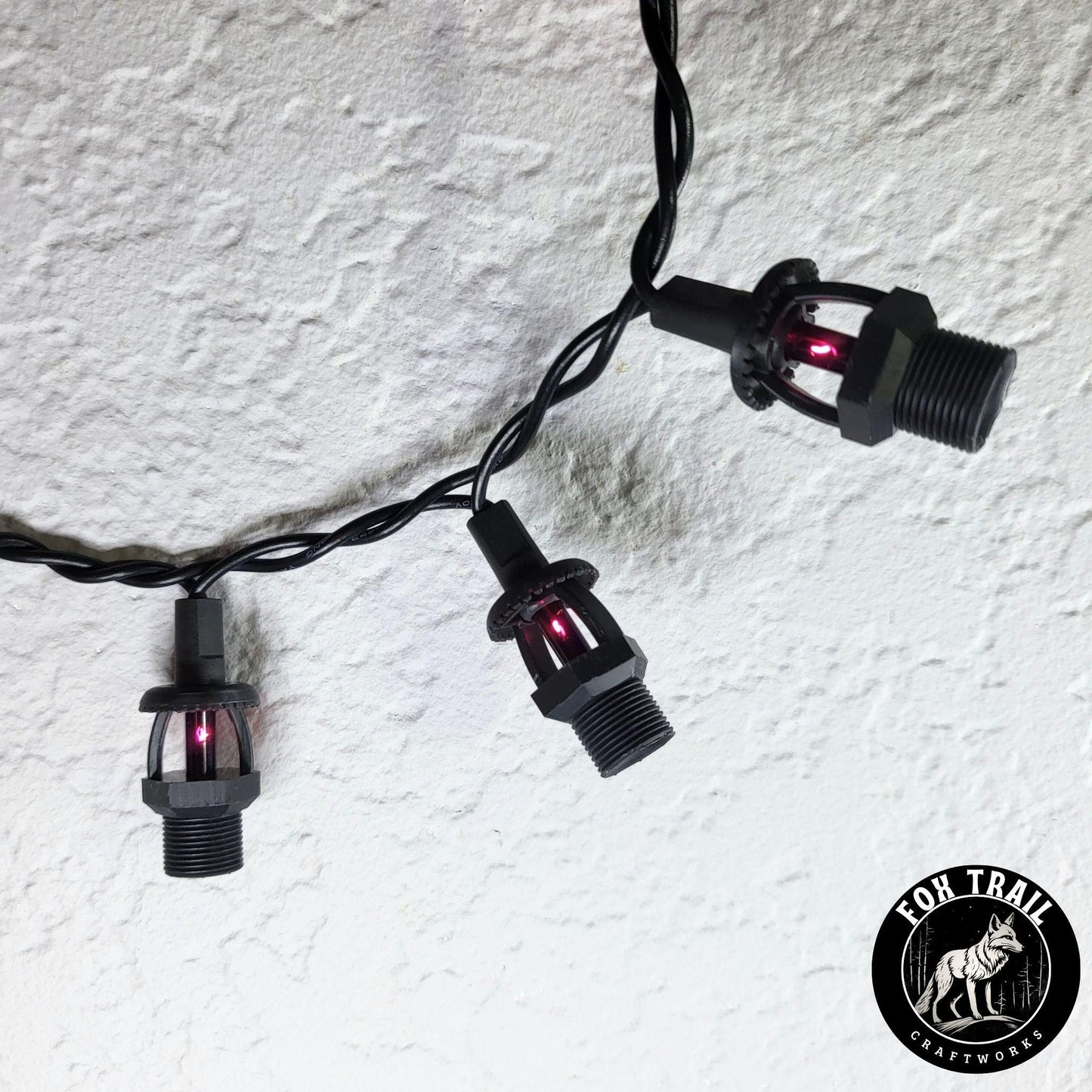 Fire Sprinkler String Lights – 20 Purple Bulbs with Black Covers