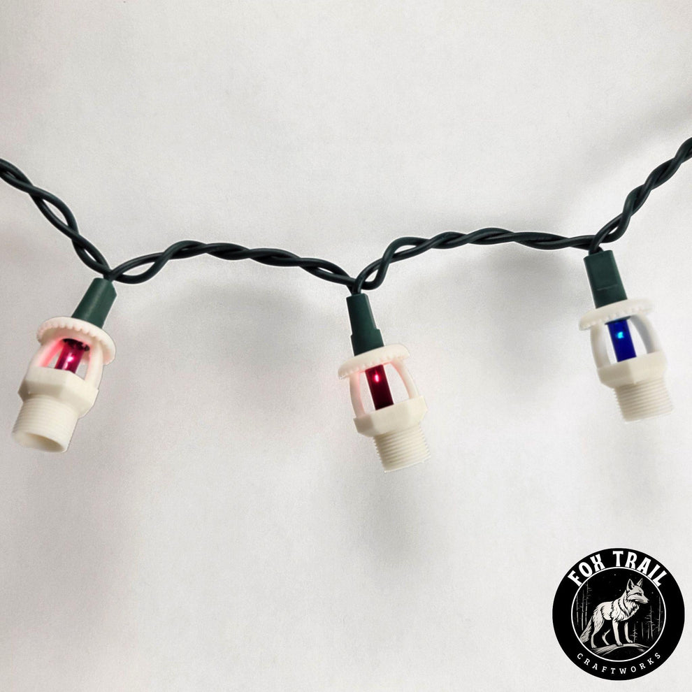 Multi‑Color Fire Sprinkler String Lights – Clear or White Cover Holiday ...