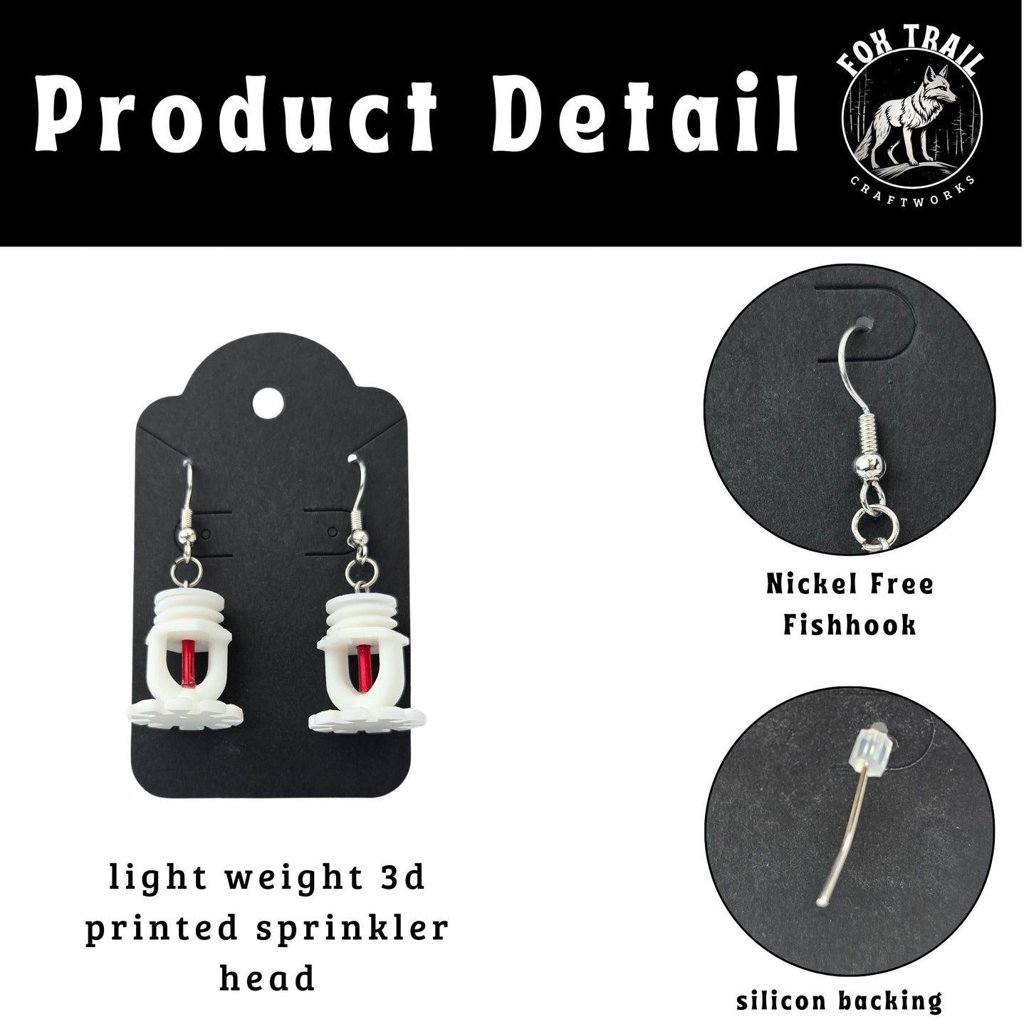 Fire Sprinkler Earrings – Choose from 3 Sizes