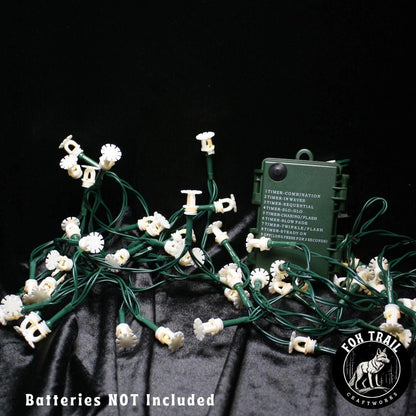 Fire Sprinkler LED String Lights – White, Battery Powered (8 Mode)