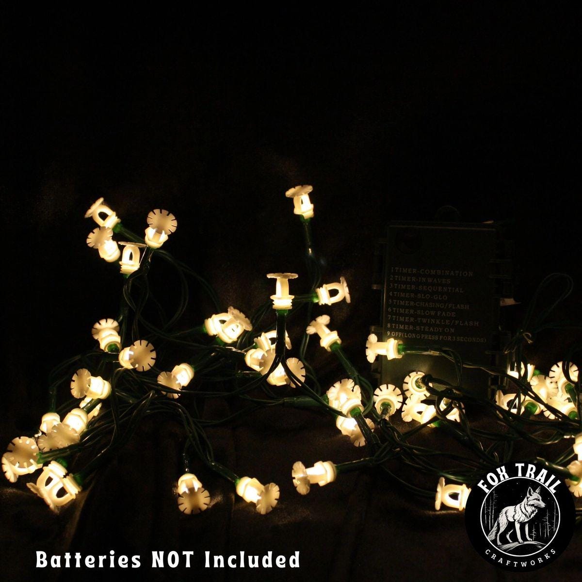 Fire Sprinkler LED String Lights – White, Battery Powered (8 Mode)